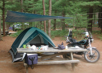Camping Fearings Pond with Kawasaki 440 - www.Motorcycles123.com