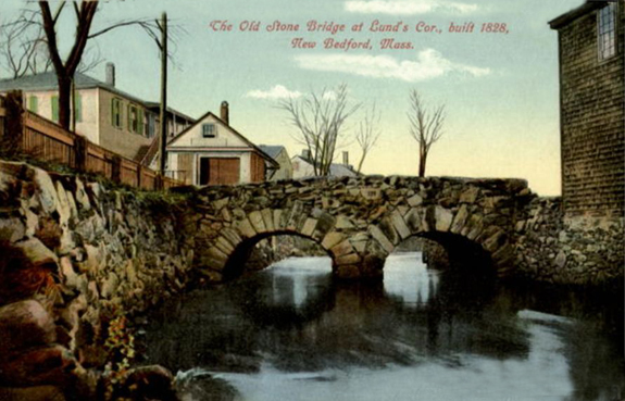 1828 The Bridge at Lund's Corner in New Bedford, Ma. - www.WhalingCity.net 