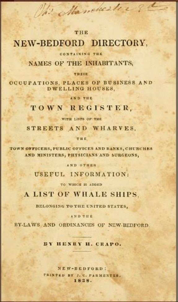 1838 New Bedford Directory - www.WhalingCity.net