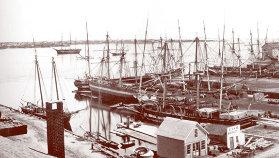 1867 phot of Docks and Whaling Ships in New BEdford - www.WhalingCity.net 