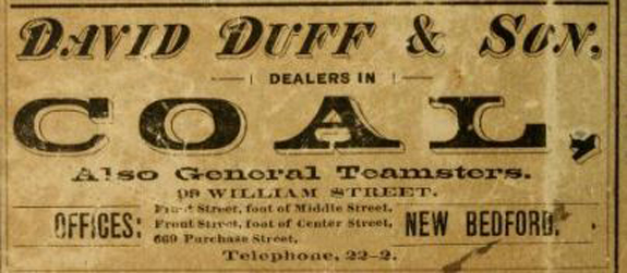 David Duff 7 Son Coal Company Ad 1892 - www.WhalingCity.net