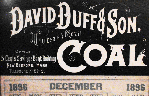 Duff Coal Company  - New Bedford 1896 Calendar Cover - www.WhalingCity.net