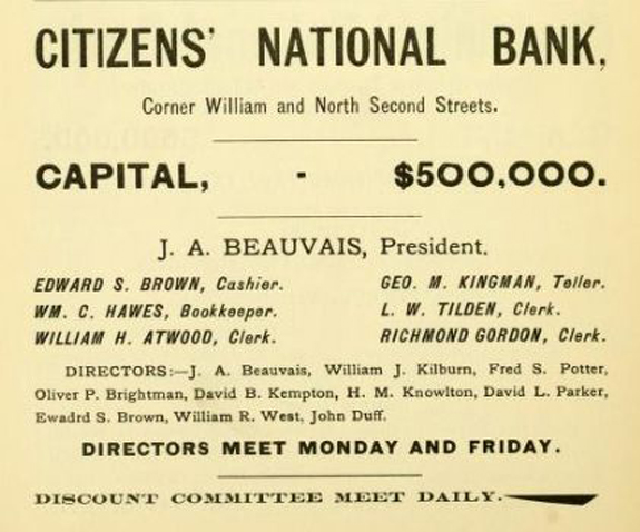 1897 new BEdford Directory ad for Citizens National Bank - www.WhalingCity.net