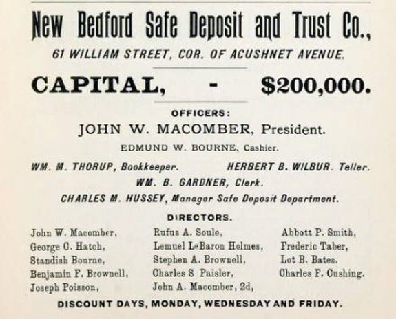 New Bedford Safe Deposit 1897 Ad - www.whalingCity.net