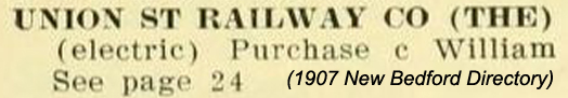 Union Street Railway New Bedford Directory listing - www.WhalingCity.net