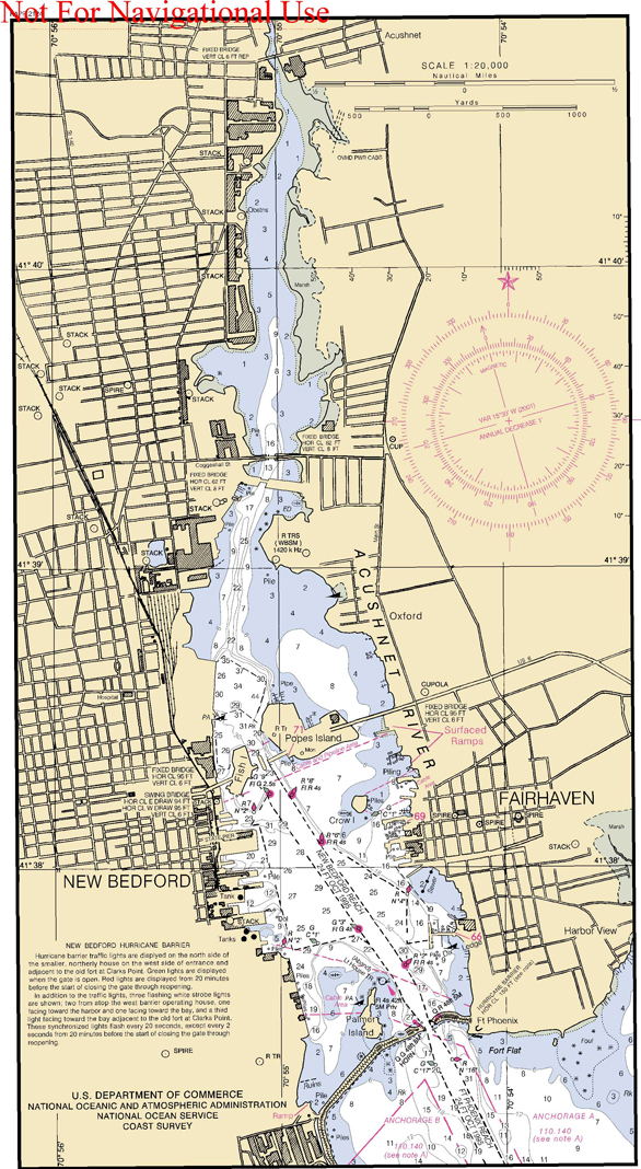 Nautical Chart of New Bedford Harbor - www.WhalingCity.net
