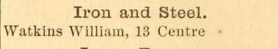 Watkins Steel and Iron Listing in the New Bedford 1881 Directory - www.WhalingCity.net